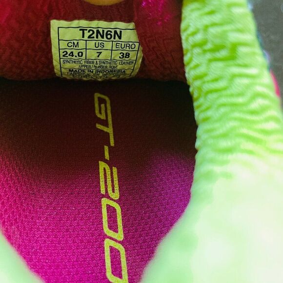 Asics Gel GT 2000 Running Trail Walking Women Shoe Sz 7 T2N6N Black Pink Lime - Picture 6 of 9